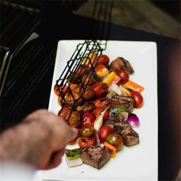 BBQ Grill Basket with Rotary Lid and Long Wooden Handle - Image 9