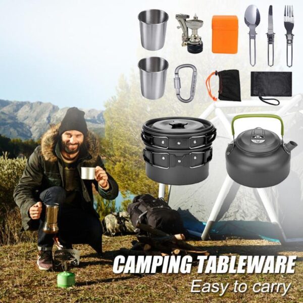 Camping Cookware Kit, Outdoor Aluminum Cooking Set - Image 2