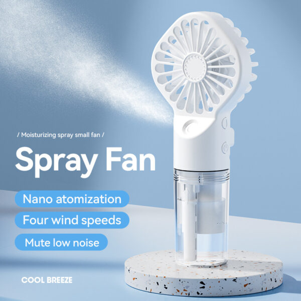 USB Rechargeable Handheld Mist Spray Fan – 4 Speed Cooling - Image 7