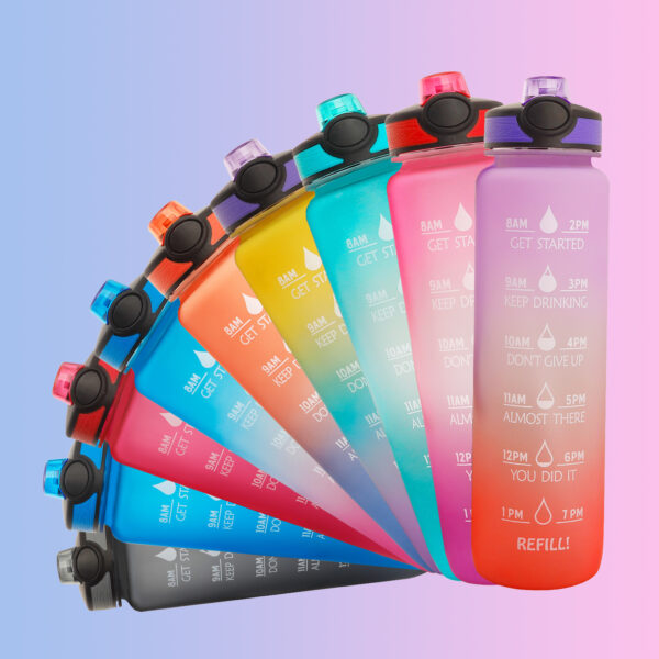 1L Motivational Tritan Water Bottle with Time Marker & Bounce Lid - Image 4