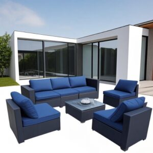 Seven-Piece Sofa Set Table With Sofa Chair