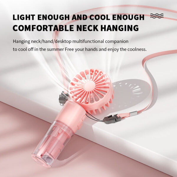 USB Rechargeable Handheld Mist Spray Fan – 4 Speed Cooling - Image 2