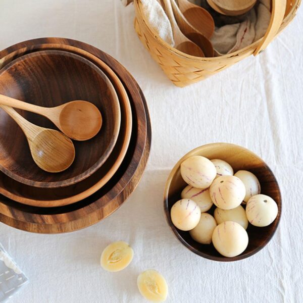 Kitchen Natural Wooden Bowl — Household Fruit & Salad Bowl - Image 5
