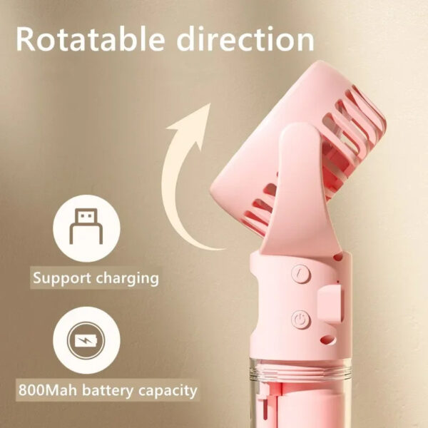 USB Rechargeable Handheld Mist Spray Fan – 4 Speed Cooling - Image 8