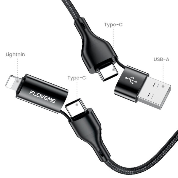 4-in-1 Mobile Phone Data Cable – Wish 3A Fast Charging Nylon Braided Cord - Image 3