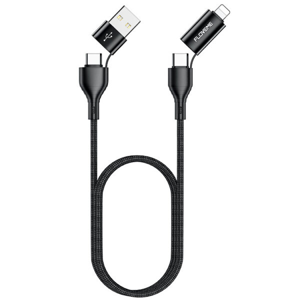 4-in-1 Mobile Phone Data Cable – Wish 3A Fast Charging Nylon Braided Cord - Image 2