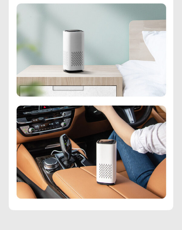 Spring New Arrival Mini Portable Car Air Purifiers With Usb Cable Charging Home Office HEPA Filter Car Air Purifier - Image 2