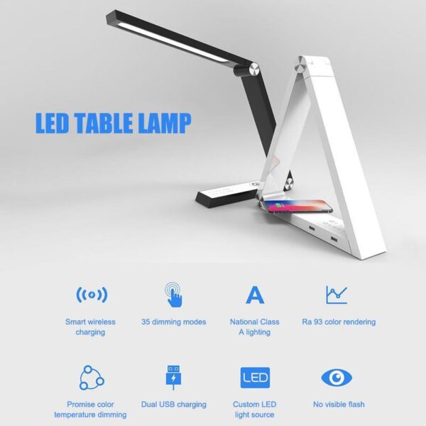 LED Triangle Table Lamp Wireless Charging – Smart Desk Lamp with Touch Control - Image 5