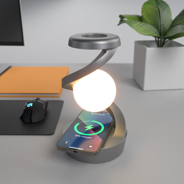 Rotating Moon Desk Lamp With Phone Wireless Charging – Sensor & Stepless Dimming - Image 9